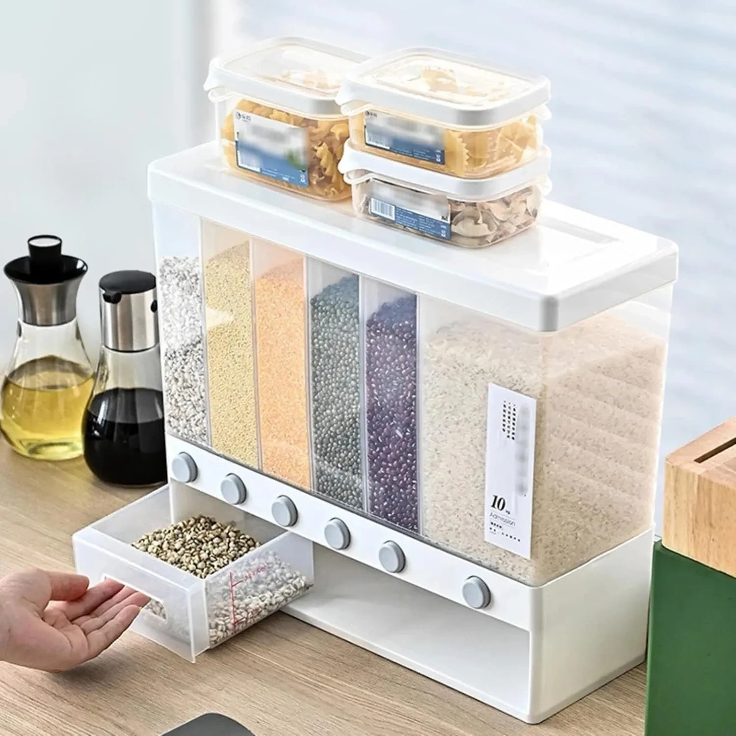 Kitchen Storage Box ( 6-Grid Dry Food Dispenser )