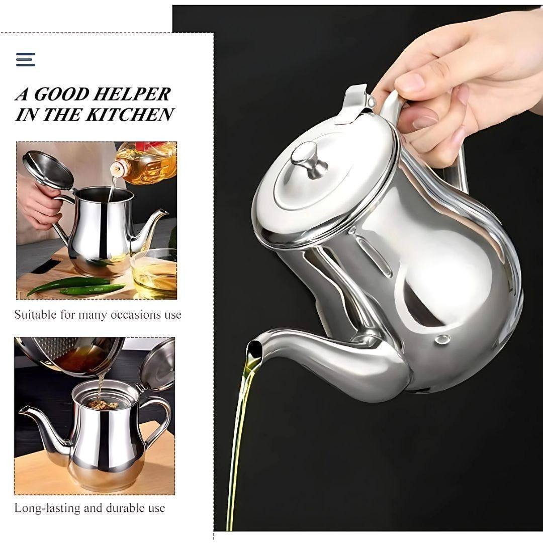 Stainless Steel Oil Strainer Pot Container Jug