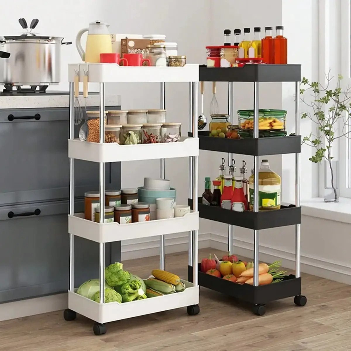 High Capacity Multi Purpose Trolly Rack Multifunctional Movable Storage Cart